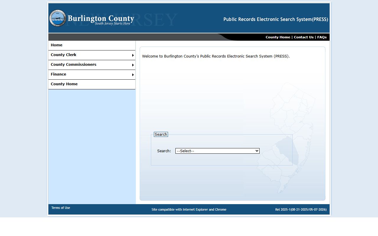 PRESS public records search for Burlington County land records