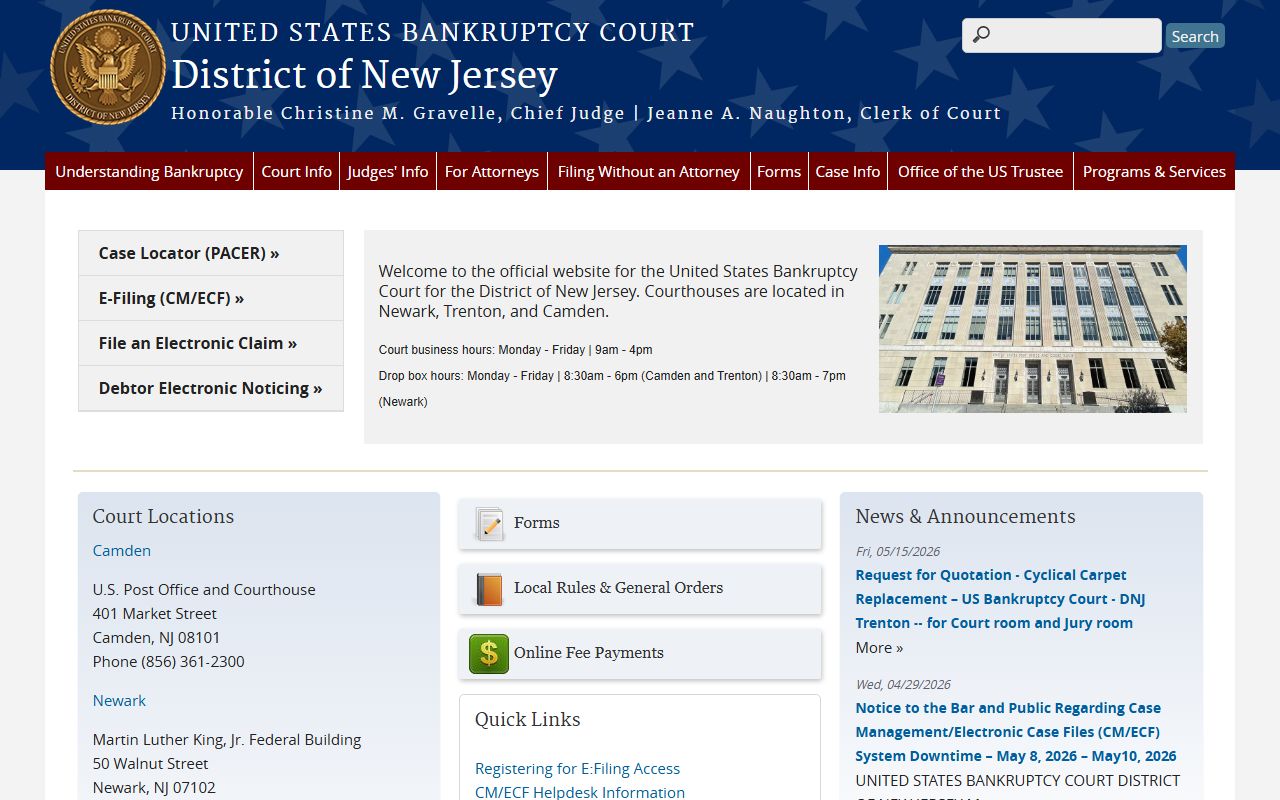 U.S. Bankruptcy Court for the District of New Jersey dockets