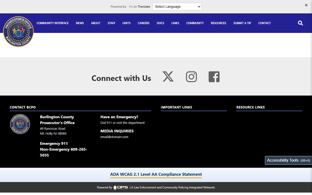 Burlington County Prosecutor profile page